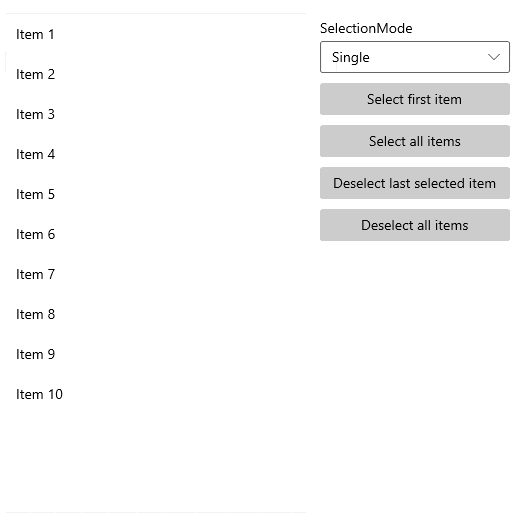 Telerik UI for WinUI ListView Selection