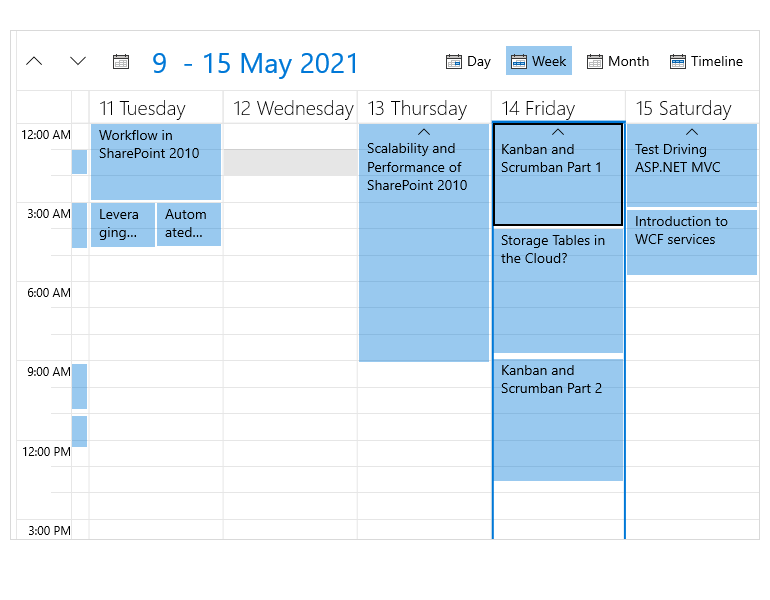 Telerik UI for WinUI Scheduler Built-in and Custom Views