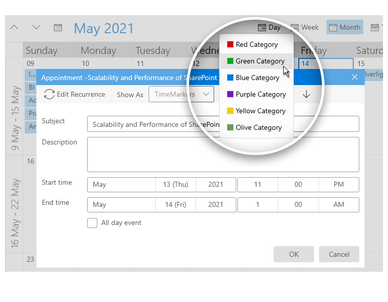 Telerik UI for WinUI Scheduler Support for Categories