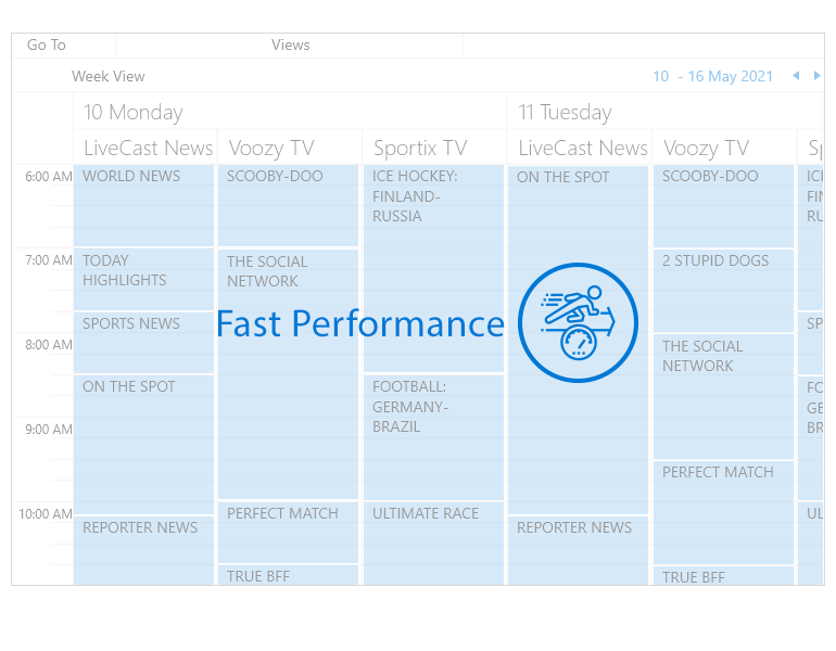 Telerik UI for WinUI Scheduler Fast Performance