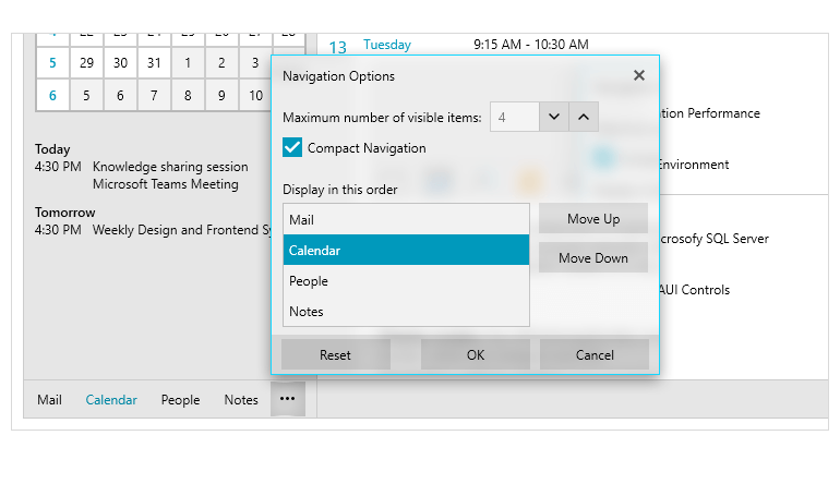WPF OfficeNavigationBar Control Display Modes