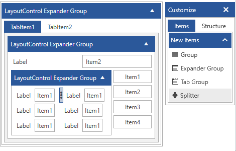 Runtime layout customization in WPF LayoutControl