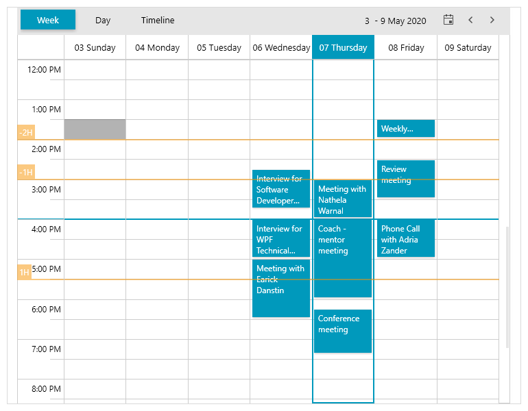 WPF Custom time indicator for schedule view