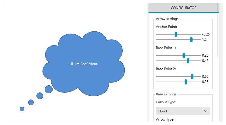 Telerik UI for WPF callout control displaying shapes