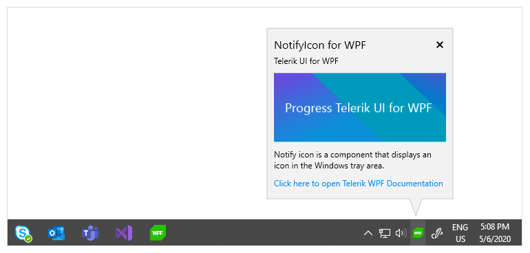 Telerik UI for WPF - Notify icon popup mode