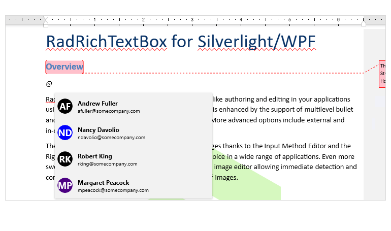 在WPF RichTextBox的Telerik UI中支持@提及