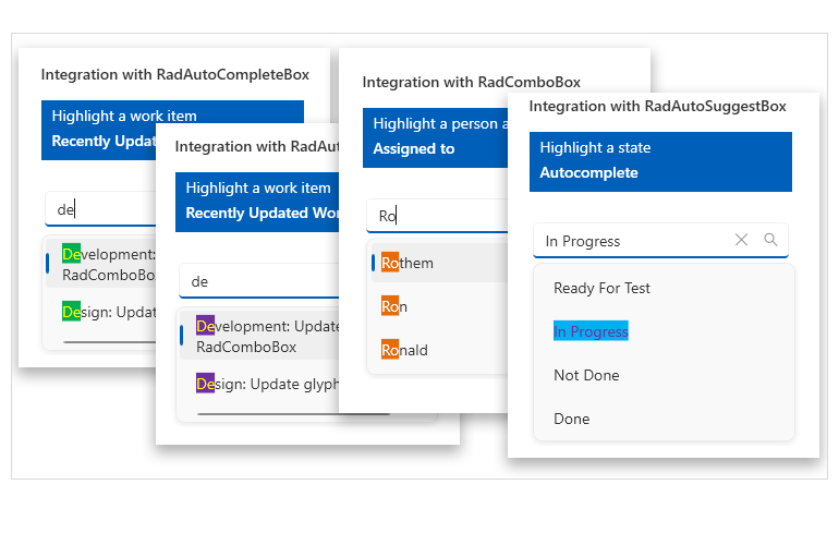 Telerik UI for WPF Highlight Textblock control showing Customizations