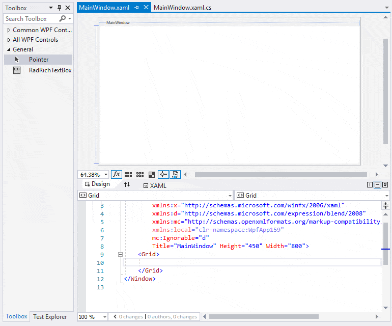 WPF RichTextBox control showcasing design-time support