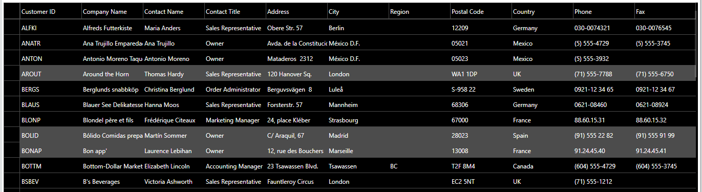 Selection modes in WPF Virtual Grid control