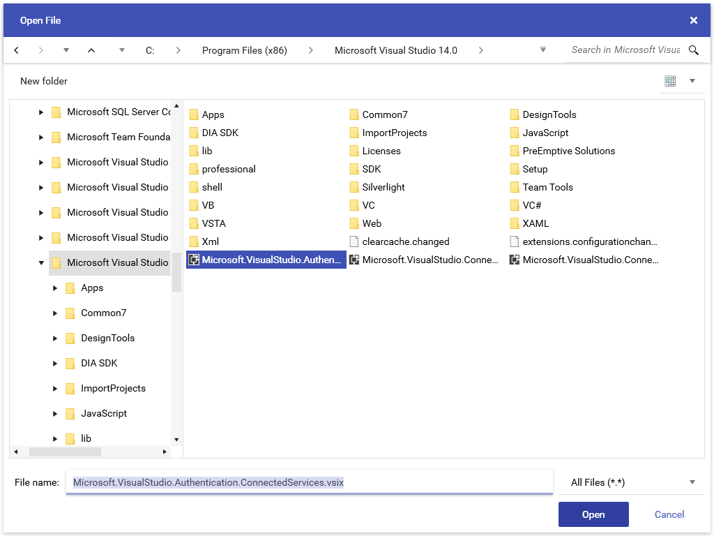Telerik UI for WPF File Dialogs - Theming Support Image