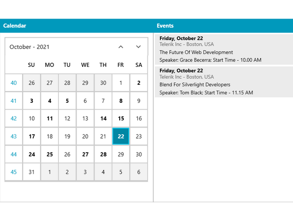 Telerik UI for WPF Calendar