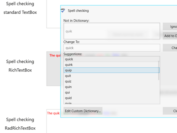 用于WPF拼写检查器的Telerik UI