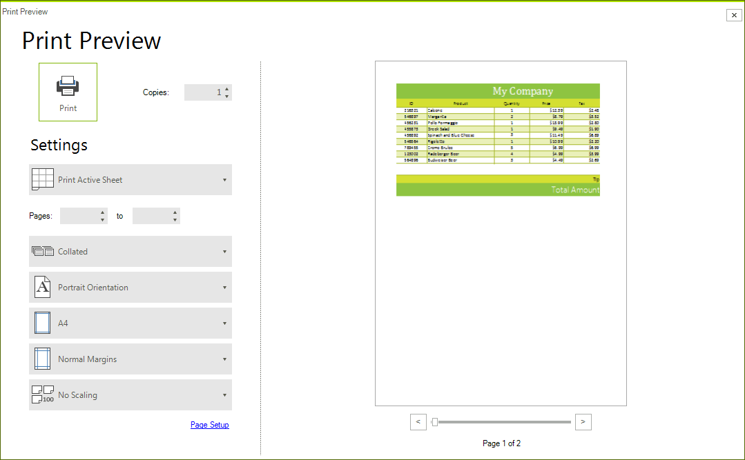 Telerik UI for WinForms Spreadsheet Printing Image