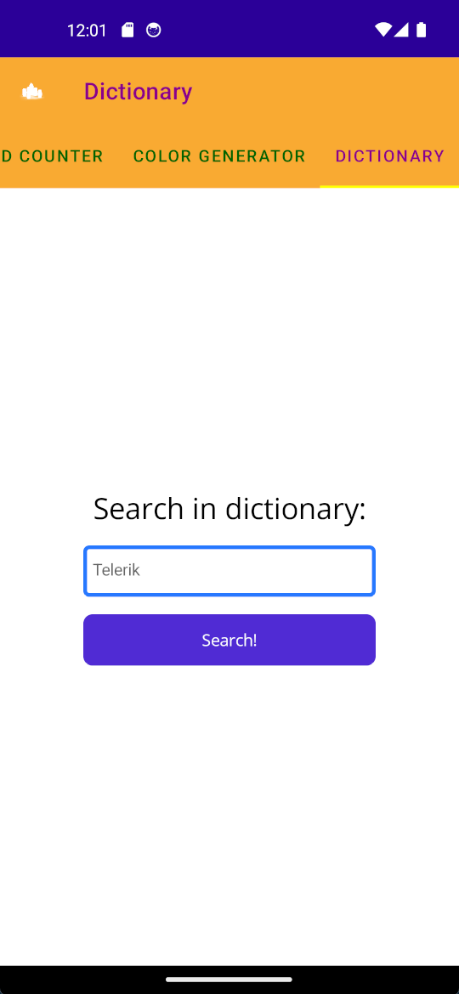 .NET MAUI Shell Dictionary utility search