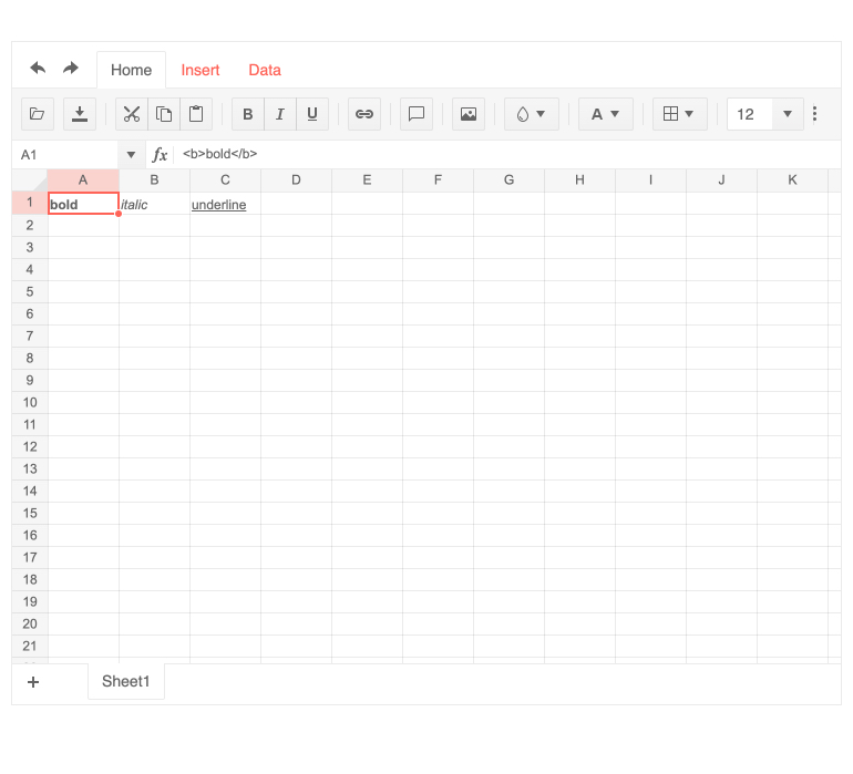 The Kendo UI for jQuery Spreadsheet with Custom HTML in its cells