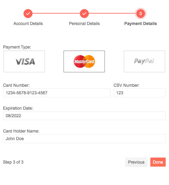 The Kendo UI for jQuery Wizard Component with a form broken down in to multiple steps with the last step highlighted