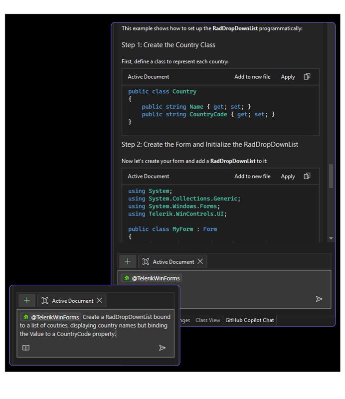 AI Coding Assistant Telerik Winforms new