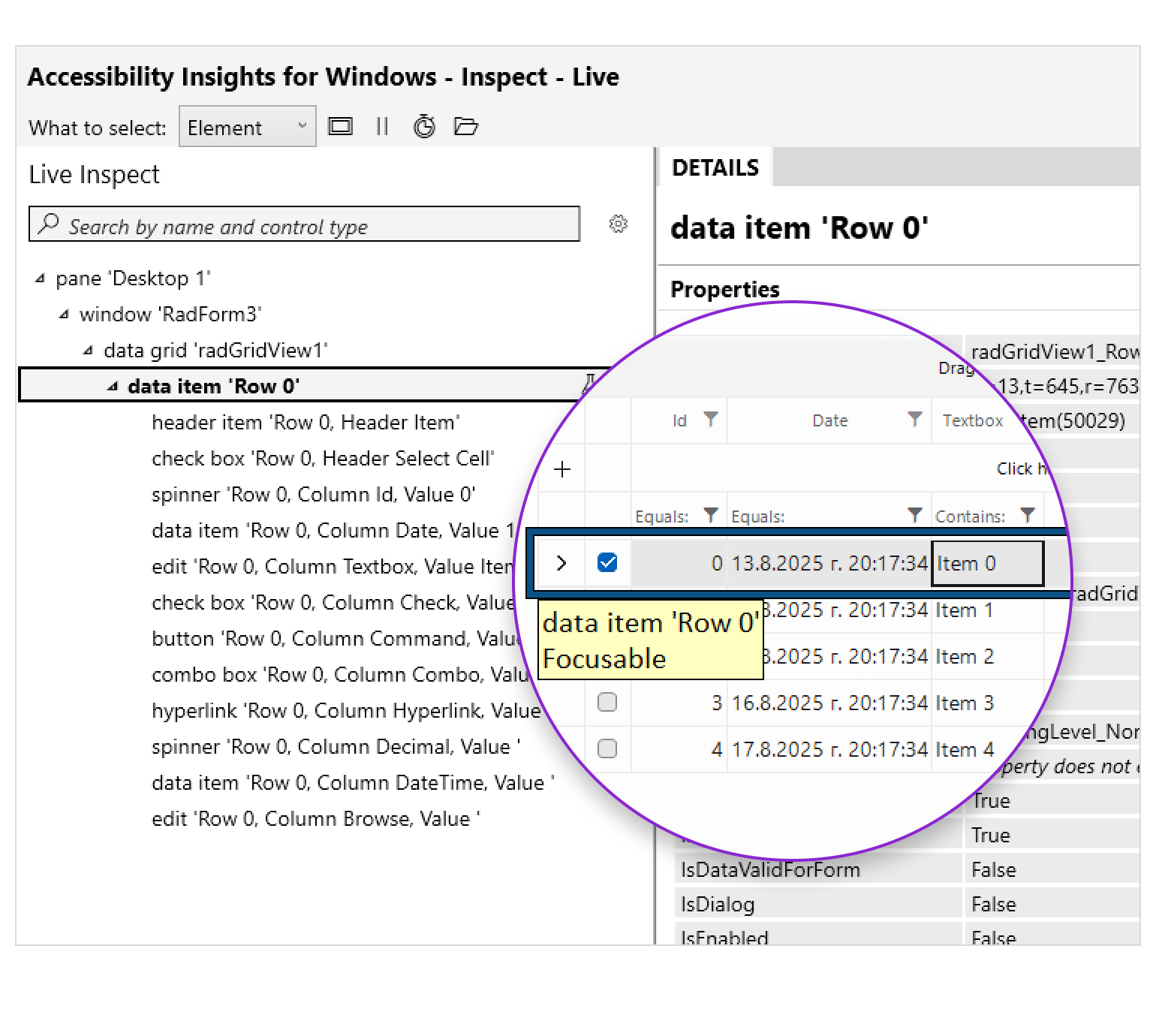 Telerik WinForms GridView UI Automation