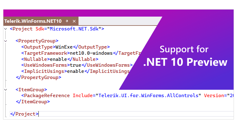 Support for .NET 10 Preview WinForms