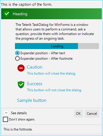 Task dialog- overview