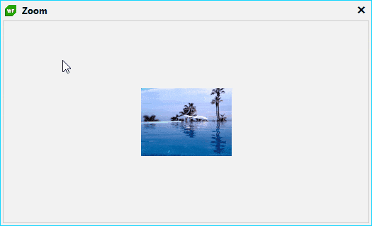 RadPictureBox Zoom allows a substantial zoom in on a photo of a beachside pool.