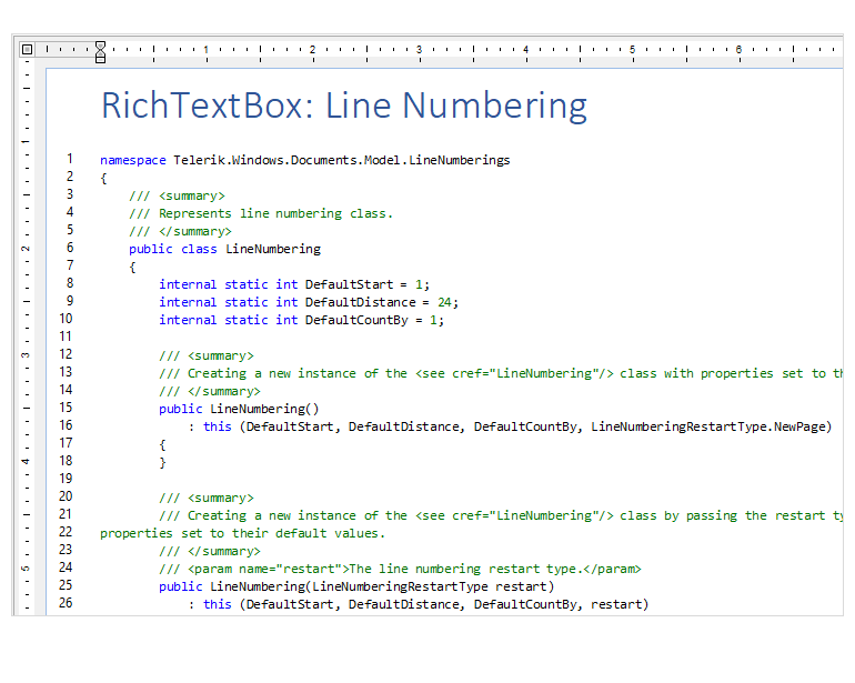 WinForms RichTextEditor control displaying Line numbering support