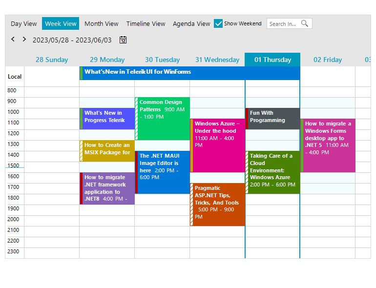 WinForms Scheduler control New appointment colors