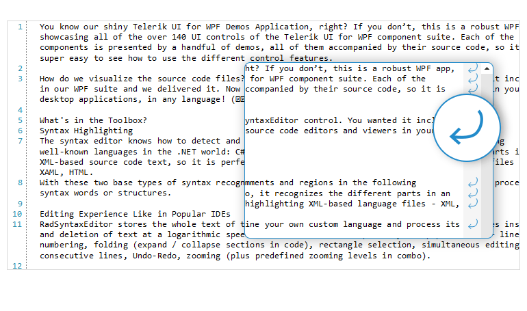 WinForms SyntaxEditor Control showcasing Word Wrap functionality